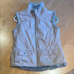 GAP Beige Revers-able Sleeveless Vest with Faux Fur Lining